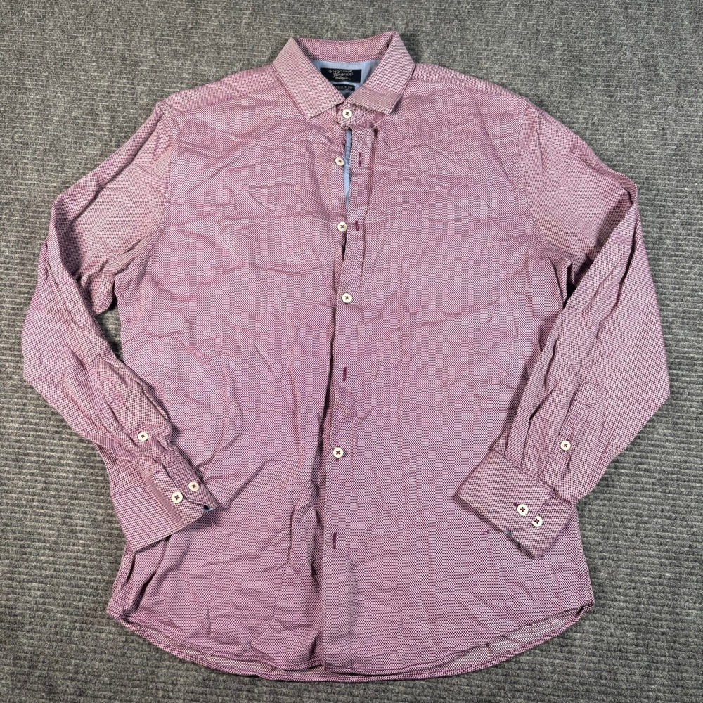 Original Penguin Button Down Shirt Mens 15.5 32/33 Burgundy Excellent Slim Fit